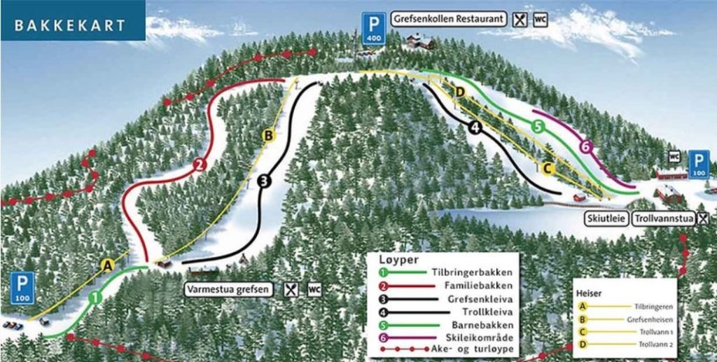 Oslo Skisenter Grefsenkollen map