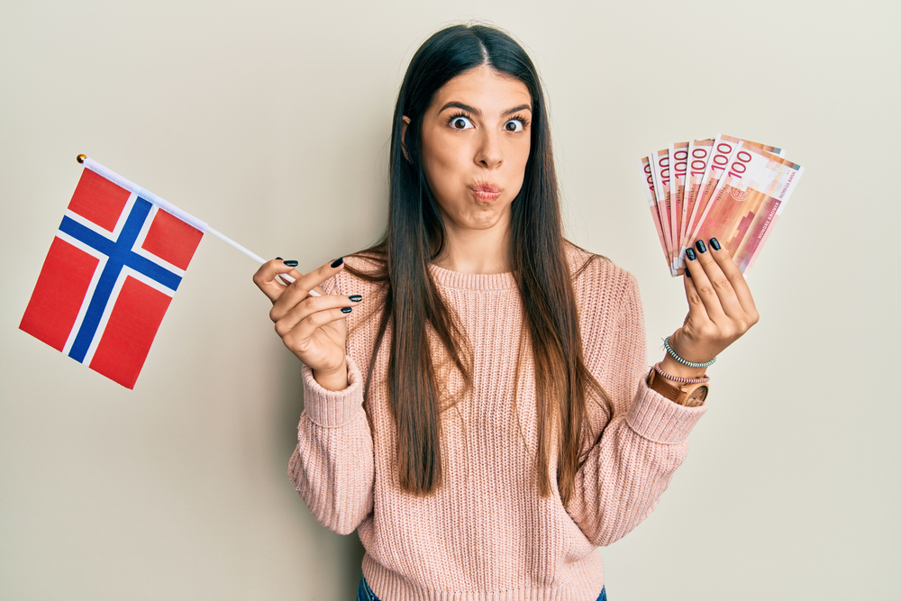 Woman Holding Norway Flag